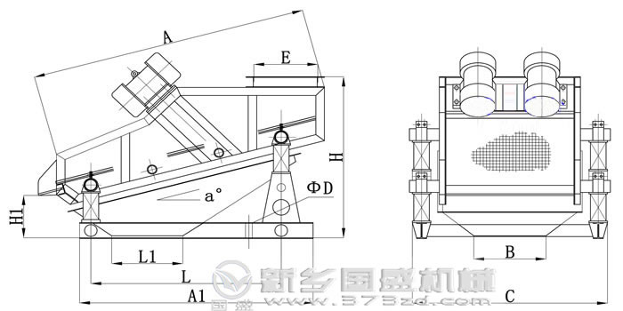 礦用振動(dòng)篩結(jié)構(gòu)圖